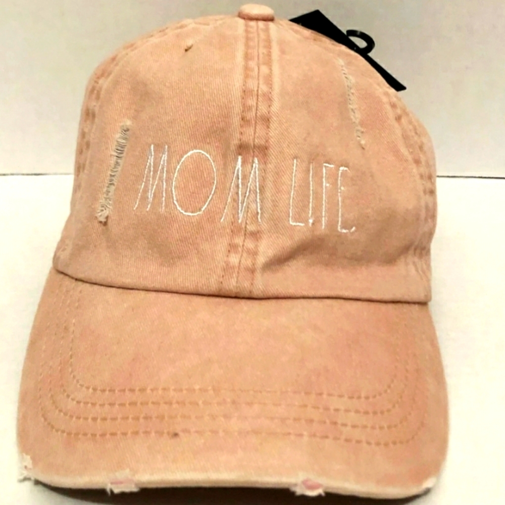 Rae dunn MOM LIFE Peach Colored Hat--One Size--